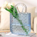 Glass Purse Vase for Flowers, Large Purse Flower Vase, Black Glass Bag Vases, 10 Inch Handbag Shaped Vases for Home, Living Room, Bedroom, Office Decor