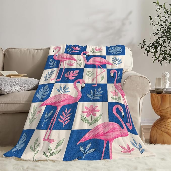 Flamingo Blanket Tropical Flamingo Throw Blanket Soft Cozy Fleece Fuzzy Stuffed Plush Flannel Animal Gifts for Girls Women Boys Kids Adults 40''x50''