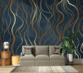 Eierme-Abstract Luxury Golden Wallpaper Wavy line Art Background Dynamic Ribbons 160" x 114"