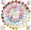 100 Pcs Natural Flower Stickers for Scrapbooking Junk Journal Notebook Planner Card Making Collage Envelope Water Bottle Phone Case Craft, Rose, Daisy, Lavender, Sunflower, Wildflower Stickers