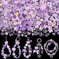 Assorted Acrylic Beads, 200-260PCS Purple Cute Beads for Bracelet Making, GummyBear Bow Flower Candy Kawaii Charms for Jewelry Making DIY Necklace Keychain Phone Charm Christmas Gift
