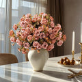 Artificial Rose Flowers for Outdoor 4 Bundles Rose Bouquet with Daisy Faux Flowers UV Resistant for Home Indoor Outside Garden Porch Window Box Balcony Yard Porch Fall Decor (Brown)