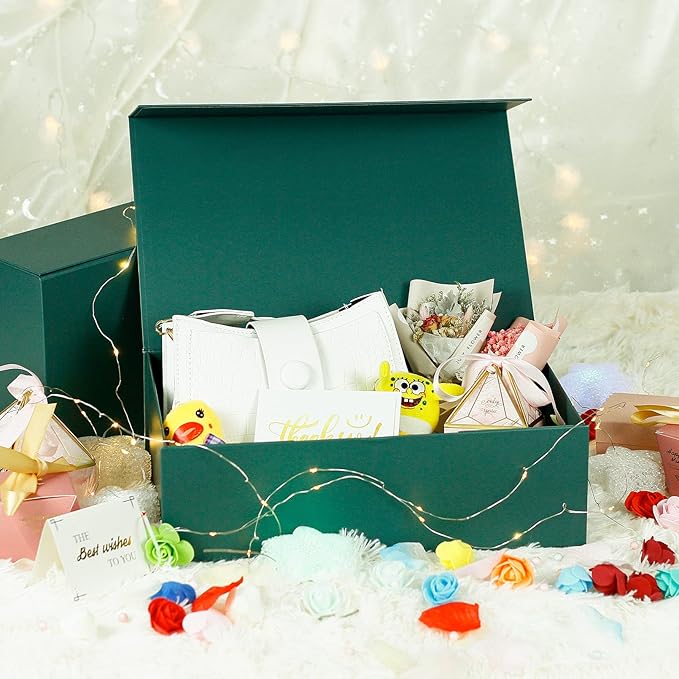 Luxury Large Gift Box 13.8"x9"x4.3" Storage Box Ribbon Magnetic Closure for Luxury Packaging Box for Mother's Day, Birthdays, Bridal Gifts,Weddings