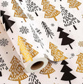 MAYPLUSS Christmas Trees Wrapping Paper - 17 Inch X 33 Feet - Minimalistic Elegant Christmas Trees with Gold Design Winter Holiday Gift Wrap Sheet for Party, DIY Crafts & Festive Decoration