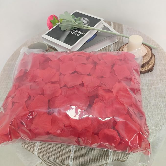 1500 PCS Separated Artificial Red Rose Petals for Romantic Night for her Set,Faux Red Flower Petals for Flower Girl Weddings Valentine Day Party Romantic Decoration(Ready-to-use)
