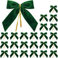 WRAPAHOLIC 24 Pcs Small Green Velvet Christmas Bows - Green Twist Tie Bows for Christmas Tree, Wreath, Gift Wrapping, Wedding, Crafts, Home Decor - 3.5 x 3.5 inch