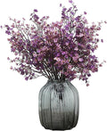 Babys Breath Silk Artificial Flowers Bulk With Vase 10pcs for Fall Decor Fake flower bouquet Bulk for Home Kitchen Indoor Bouquet Floral Arrangement Table Centerpieces Decor(Autumn Purple )