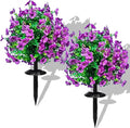 2 Pcs Artificial Boxwood Topiary Ball Trees - Purple 23" with Ground Spike, Weather Proof UV Resistant Faux Greenery Shrubs Bushes for Porch, Garden, Front Yard Decor, Indoor/Outdoor Planters