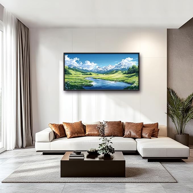 Mountain River Large Wall Art Framed Nature Scenery Wall Decor for Living Room Mountain Landscape Pictures Oversized Canvas Print Painting Modern Extra Large Framed Artwork for Bedroom Office 60"x30"