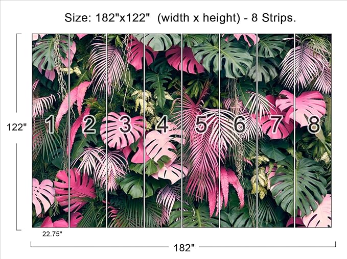 Cliouar-Wall Mural Wallpaper for Bedroom Living Room 3D Mural Monstera Tropical Plant Green Plant Banana Leaf Palm Leaf 182" x 122"(Not Self-Adhesive)