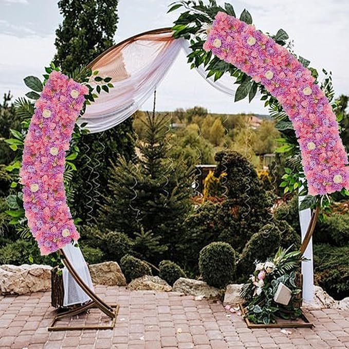 3D Flower Wall Backdrop - 12-Panel Set with Pink & Purple Roses for Home, Wedding, Party (15x15 inch)