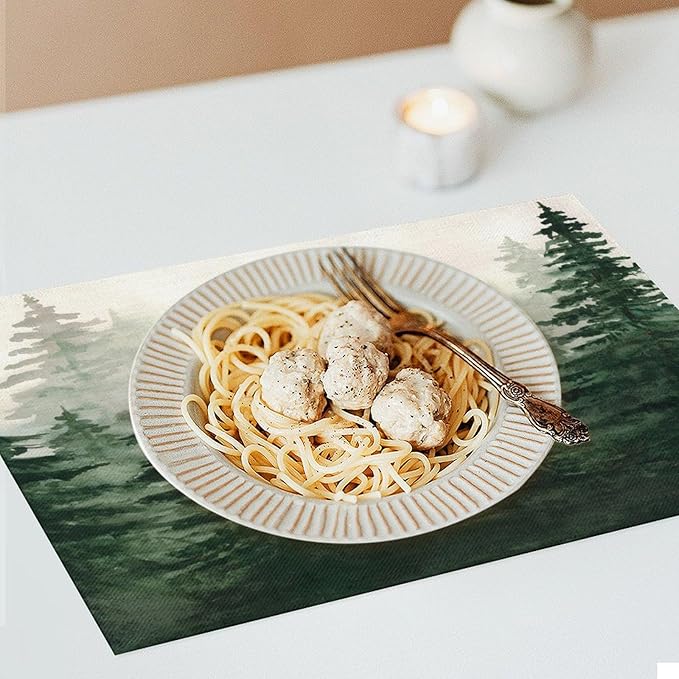 Watercolor Forest Placemats Set of 6,Spring and Summer Kitchen Living Room Table Decor Dinner Mat 12x18 Inch 6 PCS, Style-7