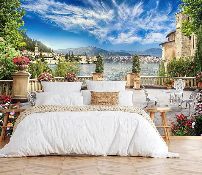 Landscaped Courtyard Mural, Wallpaper can be Used to Decorate Rooms, Living Rooms, Bathroom backdrops（Non-self-Adhesive）
