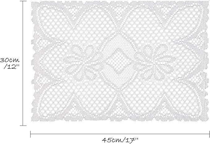 Jayla 2 Pcs Rectangle Lace Placemats for Tables Embroidered Lace Tablemats Vintage Crochet Floral Table Runner Vintage Wedding, Tea Party Decor,12x17 Inch