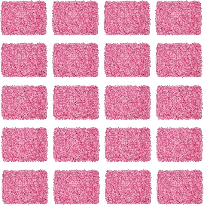 LOYALHEARTDY 20 PCS Artificial Flower Wall Panel 24" x 16" Faux Flowers Wall Decoration Pink Hydrangea Flower Panels Wall for Home Party Wedding Christmas Festival Photo Backgdrop Decor