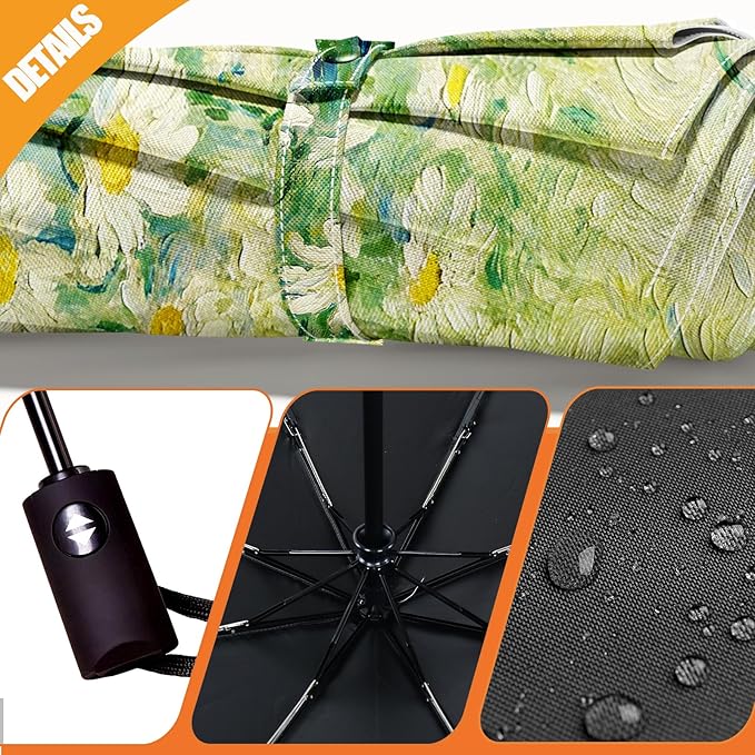 Small Compact Travel Automatic Folding Umbrella for Women, Portable Lightweight, Rain, Wind, UV Sun Shade