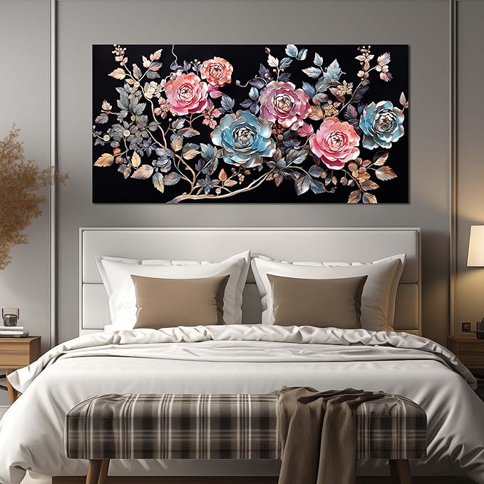 Flowers Canvas Wall Art for Office Colorful Prints Decor for Bedroom Wall Art for Living Room Large Size 29" x 58"