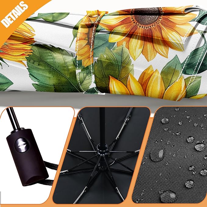 Small Compact Travel Automatic Folding Umbrella for Women, Portable Lightweight, Rain, Wind, UV Sun Shade