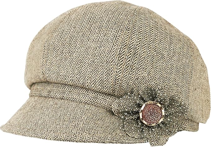 Women Retro Classic Visor Newsboy Cabbie Cap Beret Hats with Flower Buckle for Woman Ladies