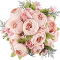 Mkono Peonies Artificial Flowers, 2 Packs 13 Stems Faux Peony Flowers Real Touch Fake Silk Bouquet for Arrangements Dining Table Centerpieces for Kitchen Bridal Wedding Party (2, Spring Light Pink)