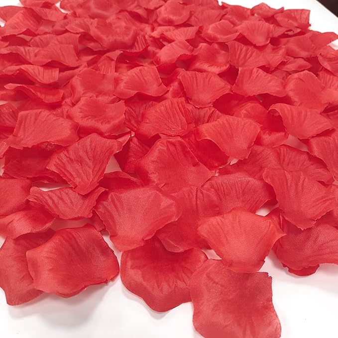 1500 PCS Separated Artificial Red Rose Petals for Romantic Night for her Set,Faux Red Flower Petals for Flower Girl Weddings Valentine Day Party Romantic Decoration(Ready-to-use)