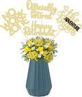 Ephlyn 16Pcs Happy Retirement Centerpiece Sticks Officially Retired Table Flower Centerpieces Sticks No Work Zone Floral Decorations for Farewell Birthday Party Centerpieces Supplies Gold