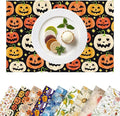 Placemats Set of 4 Halloween Waterproof Oilproof Table Mats Washable Wipeable Heat Resistant Easy to Clean for Indoor Outdoor Party Kitchen Dining Table Decoration 12 * 18in