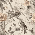 Vintage Animal Peel and Stick Contact Paper Beige Bird Removable Botanical Leaf Tree Wallpaper 17.7" x 236.22" Wall Paper Watercolor Self Adhesive for Classroom Bedroom Laundry Room Bathroom