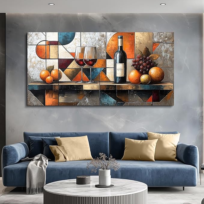 hyidecorart Large Wall Art For Kitchen Wall Decor For Living Room Dining Room Decorations Wine Glass Fruit Painting Still Life Canvas Prints Artwork Bar Restaurant Posters Home Decor Ready to Hang