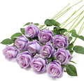 Hawesome Fake Roses Artificial Silk Flowers - 12 Pcs Purple Roses Artificial Faux Flowers with Stems for Home Wedding Centerpiece Hotel Office Decor
