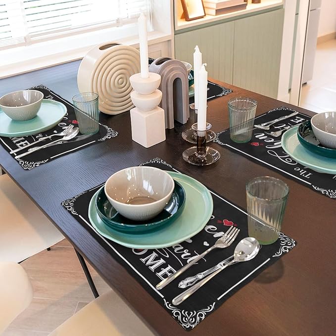 Fork Spoon Kitchen Table Placemats Set of 4 Retro Country Cooking Theme Place Mats for Home Party Indoor Holiday Rustic Washable Heat Resistant Table Mats 12 x 18 Inch