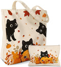 2 Pack Canvas Tote Bag - with Makeup Pouch Aesthetic Cute Women Reusable Canvas Bag for Shopping, Work, Travel