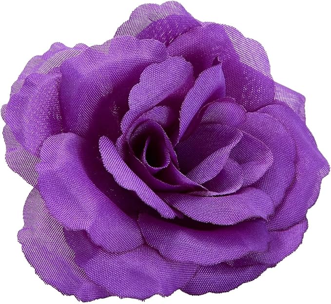 Bright Creations Artificial Roses Heads - 50 Pack, 3 in, Dark Purple Flowers, Stemless - Silk Roses for DIY Decor & Wedding Centerpieces