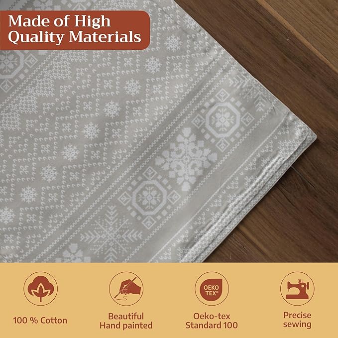 Maison d' Hermine Table Runner 100% Cotton Single Layer Table Runners 36 inches Long for Thanksgiving Christmas Decorations Home Kitchen Dining Party Wedding (Cozy Christmas, 14.5" x 36")