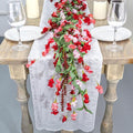 Artgar Flower Garland 6Ft Spring/Summer Garland Floral Garlands for Mantle All Year Round Paper Garlands Decor for Indoor Outdoor Home Wedding Arch Porch Staircase Backdrop Year Round Decor (Red Pink)
