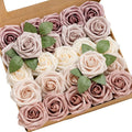 Ling's Moment Artificial Flowers, 25Pcs 3" Roses in Dusty Mauve Shades, Realistic DIY Foam Floral Fill for Wedding Bouquets/Centerpieces, Outdoor Party Backdrops, Room/Table, and Garden/Pot Decoration