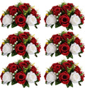 Sziqiqi Red Fake Flowers for Wedding Centerpiece Kissing Flower Balls for Tables Flower Centerpieces Arrangement for Party Road Lead