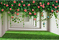 Rose Flowers Backdrop Red Rose Flowers and Green Leaves with Butterflies Photography Background Spring Alley Green Grass Backdrops Outdoor Wedding Party Decorations Photo Studio Props 15x10ft