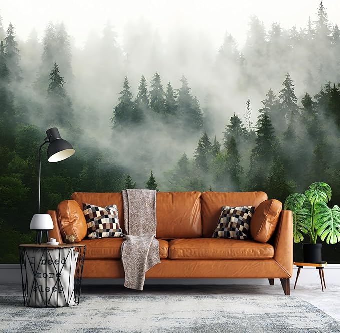 Forest Wall Murals Peel and Stick Forest murals Removable Waterproof Large Wallpaper for Living Room Bedroom (Color-3, 137×98 inch)