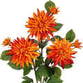 Hollyone 3Pcs Orange Fake Dahlia Flowers Fall Flowers Artificial for Decoration Silk Flower with Long Stem 28" Floral Arrangements Bouquets Autumn Faux Dahlias Centerpieces Fall Decorations for Home