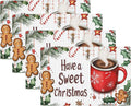 Christmas Placemats Set of 4,Have a Sweet Christmas Placemats Dining Table Mat Set,12x18 Washable Stain Resistant Wipeable Cloth Placemat for Kitchen Buffet Parties