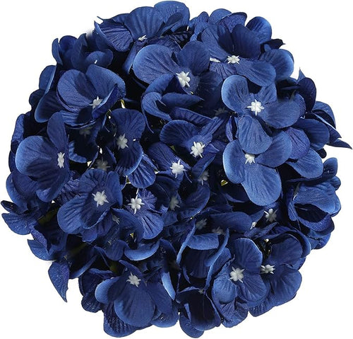 10PCS Silk Hydrangea Heads with Stems Artificial Flowers for Wedding Party Home Decor (Royal Blue)