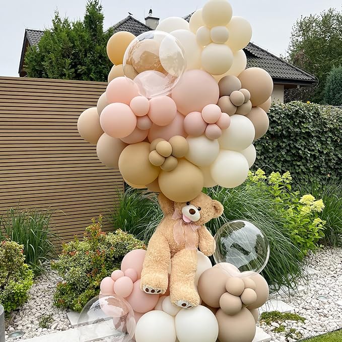 Blush Pink Balloons 60 Pcs 12 Inch Dusty Pink White Sand Latex Balloon Retro Pink Nude Cream Clear Balloons for Bridal Baby Girls Shower Boho Bachelorette Birthday Wedding Party Decorations
