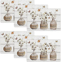 Cotton Flower Placemats Set of 6 Farmhouse Floral Table Mats Washable Place mats for Home Party Indoor Kitchen Dining Table Linen Decoration 12x18 Inch