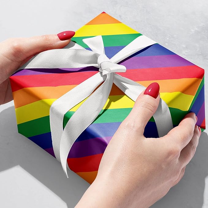 Jillson Roberts Bulk Gift Wrap, Everyday Gift Wrapping Supplies, Rainbow Stripe, 1/2 Ream 417 feet x 24 inches