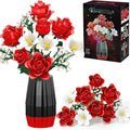 Roses Flower Bouquet Building Blocks Set with Vase, Women Men Teen Girls Gifts for Christmas, 1077PCS Botanical Collection Artificial Flowers Birthday Gifts for Her Him Wife Husband Mom Grandma Adults