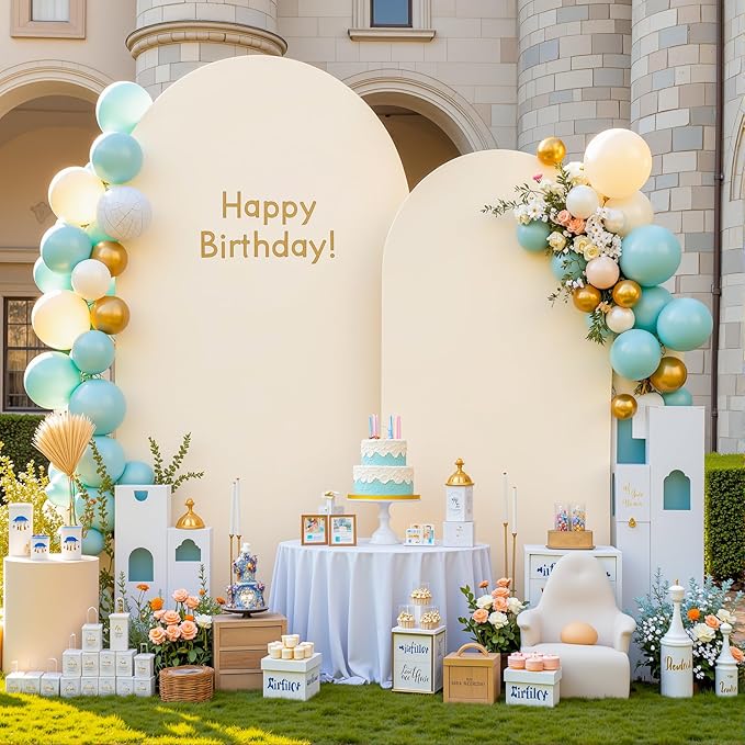 Beige Arch Backdrop Cover Set of 2 Beige Arch Cover 7.2 and 6ft Wedding Arch Cover Stretchy Backdrop Bridal Baby Shower Birthday Party Arches Stand Covers Spandex