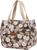 Dreubea Women's Floral Print Canvas Tote Bag - Small Reusable Shopping Handbag for Groceries, Takeout, Eco-Friendly Purse