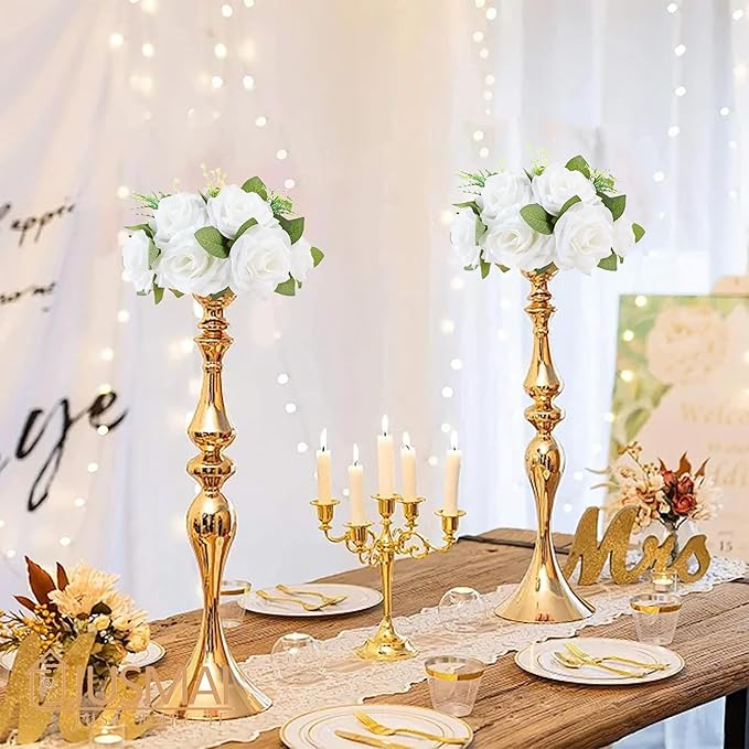 Artificial Flowers Ball 4 Pcs - White Wedding Table Centerpiece Decorations for Flower Arrangements