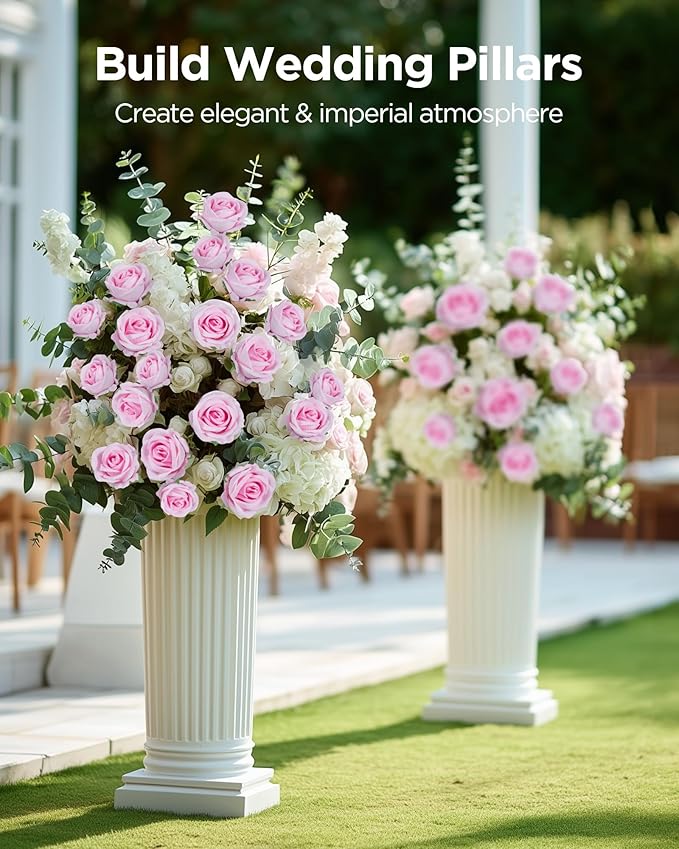 InnoGear 50 Pcs Pink Roses Artificial Flowers, Fake Velvet Silk Rose Bulk Faux Flower for Decoration DIY Wedding Centerpieces Proposal Bridal Bouquets Shower Party Home Floral Decor (50, Pink)